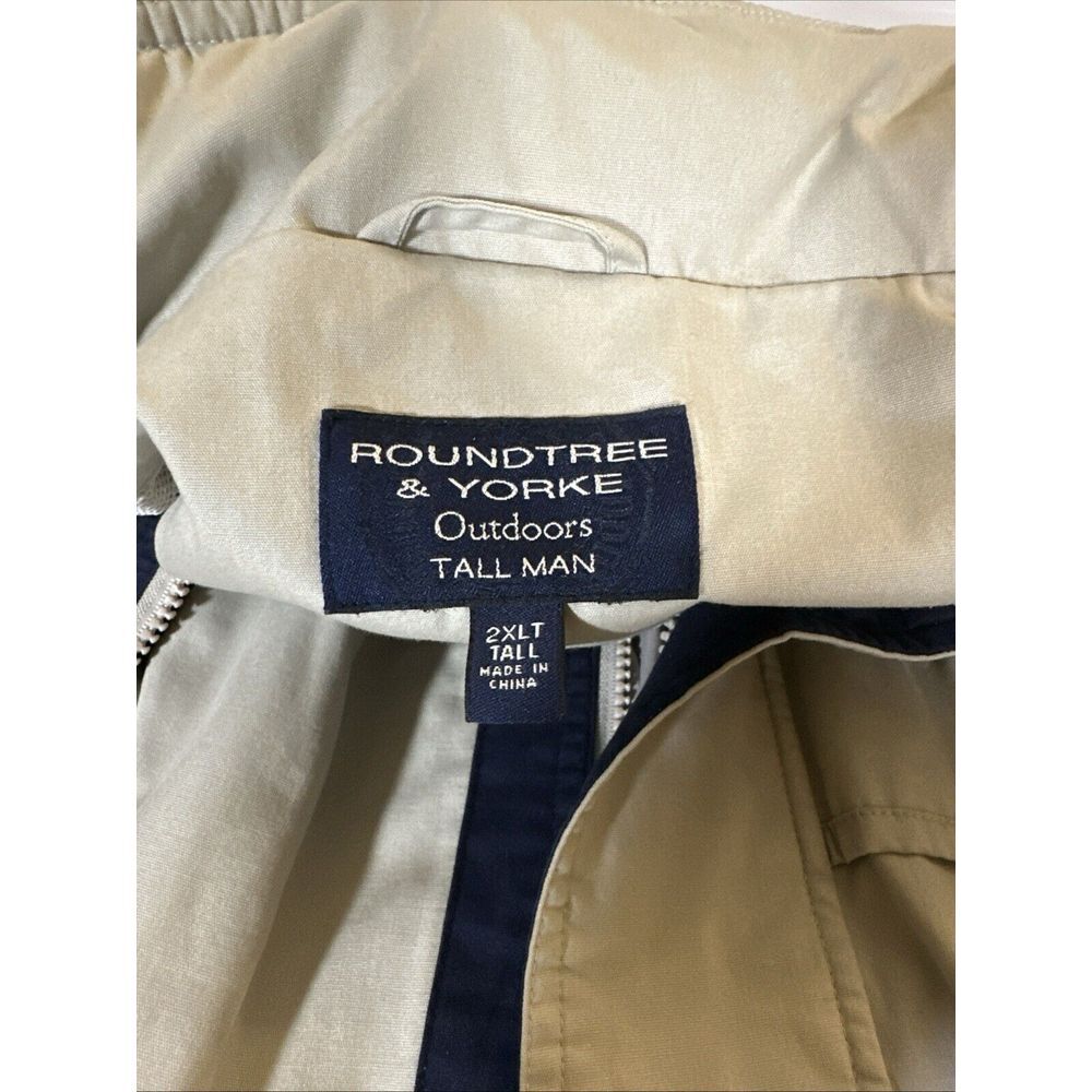 Roundtree & Yorke Outdoors Tall Man 2XLT Coat Tan & Navy Blue Hidden Hood - Picture 2 of 6